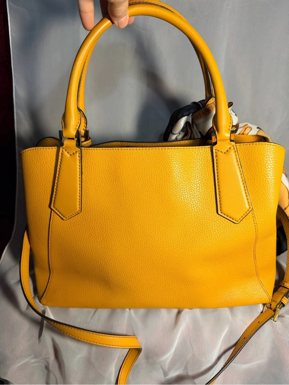 Michael Kors Mustard Yellow Leather Satchel Bag + Zip Wallet Set With Dust Bag